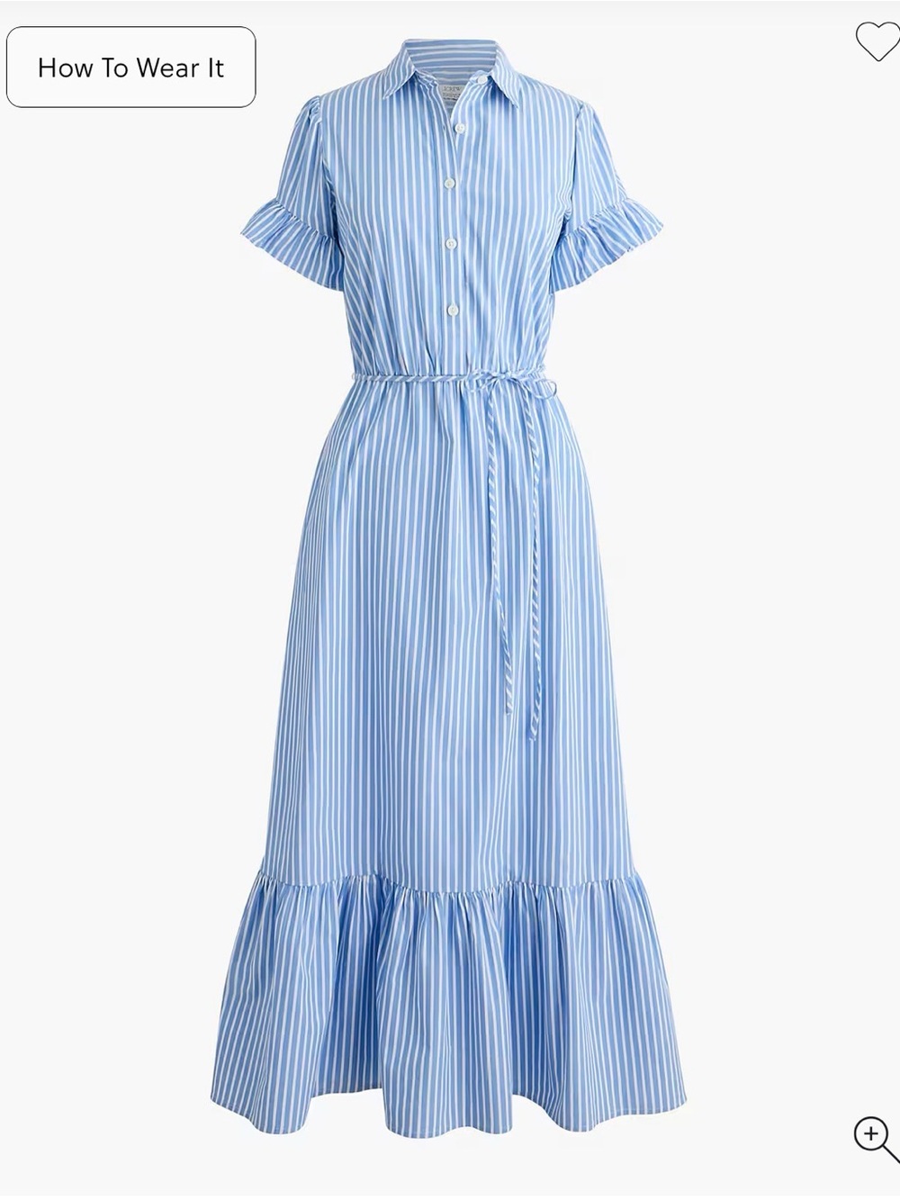 J. Crew Factory Striped ruffle-sleeve shirt-dress - Size 4 - NWT